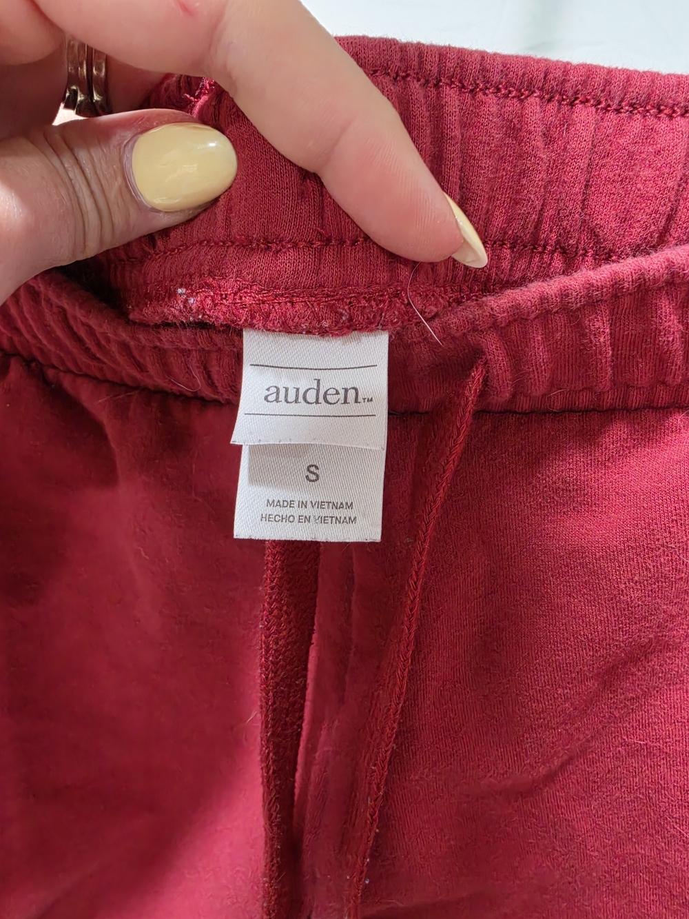 Auden Raspberry Red Fleece Lounge Shorts with Drawstring - Picture 3 of 4